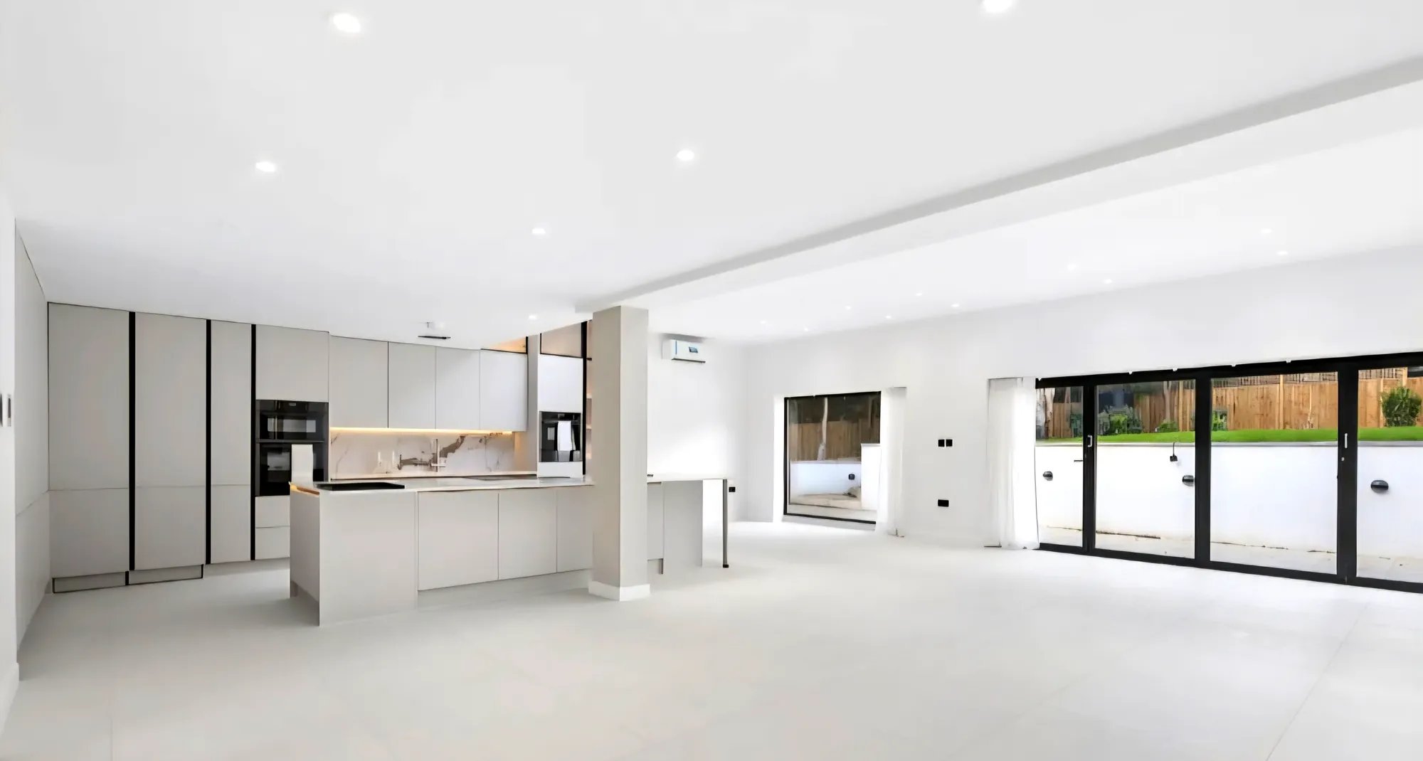 Open-plan kitchen, dining and living space