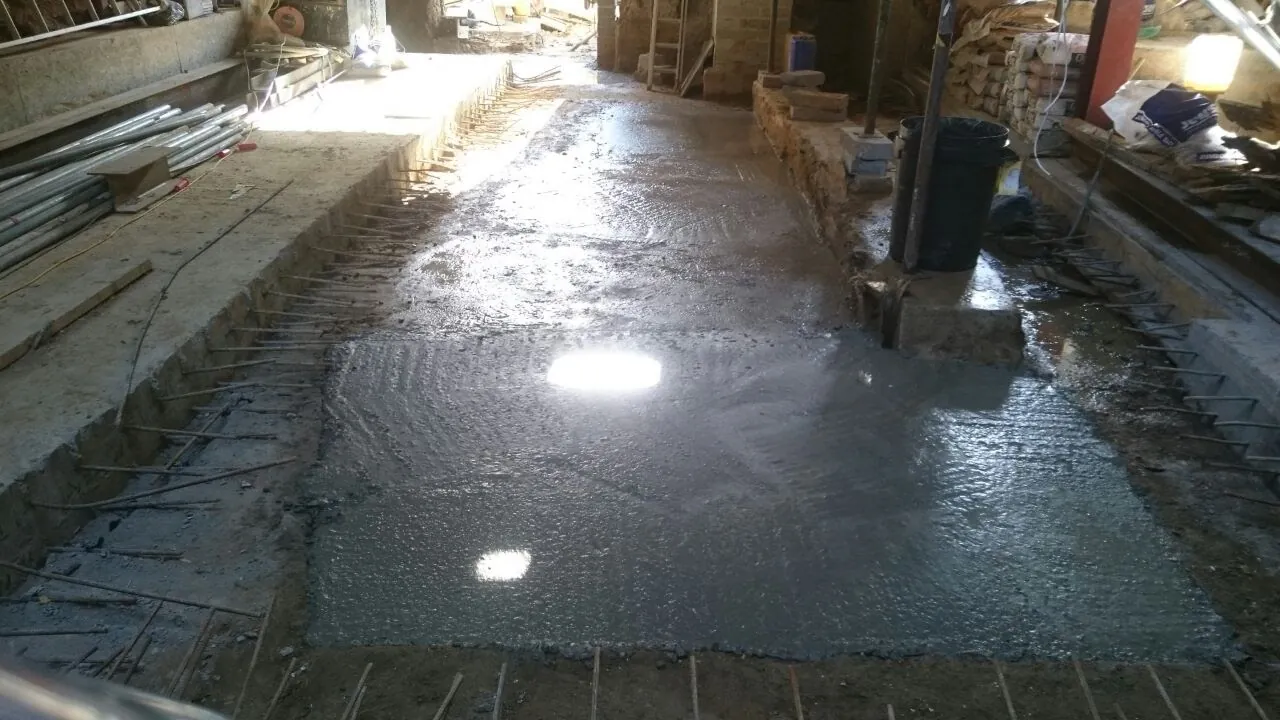 Pouring the new lower ground floor slab