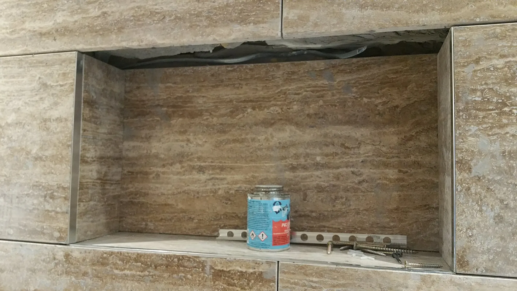 Tiled niche in the shower
