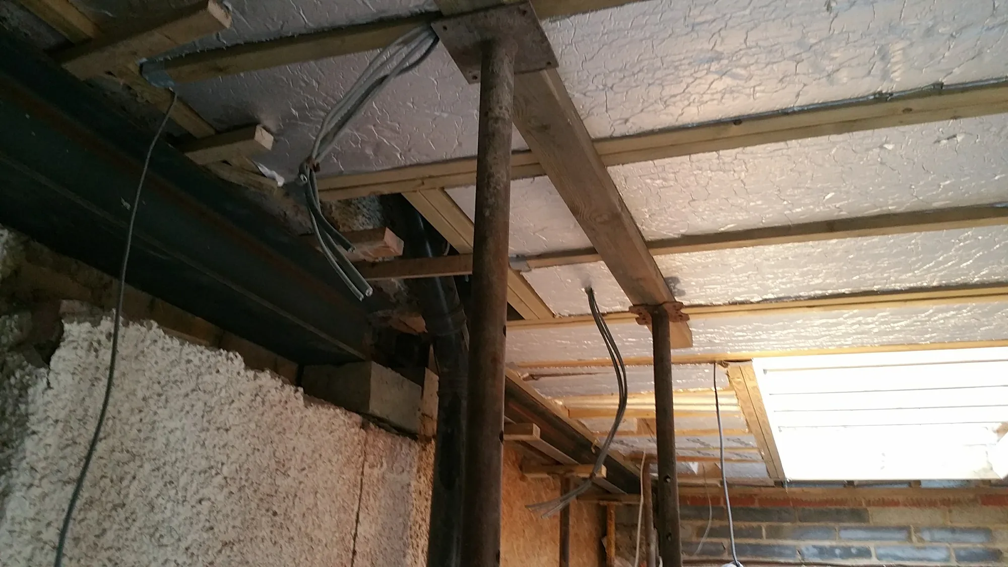 Steelwork for the opening into the extension