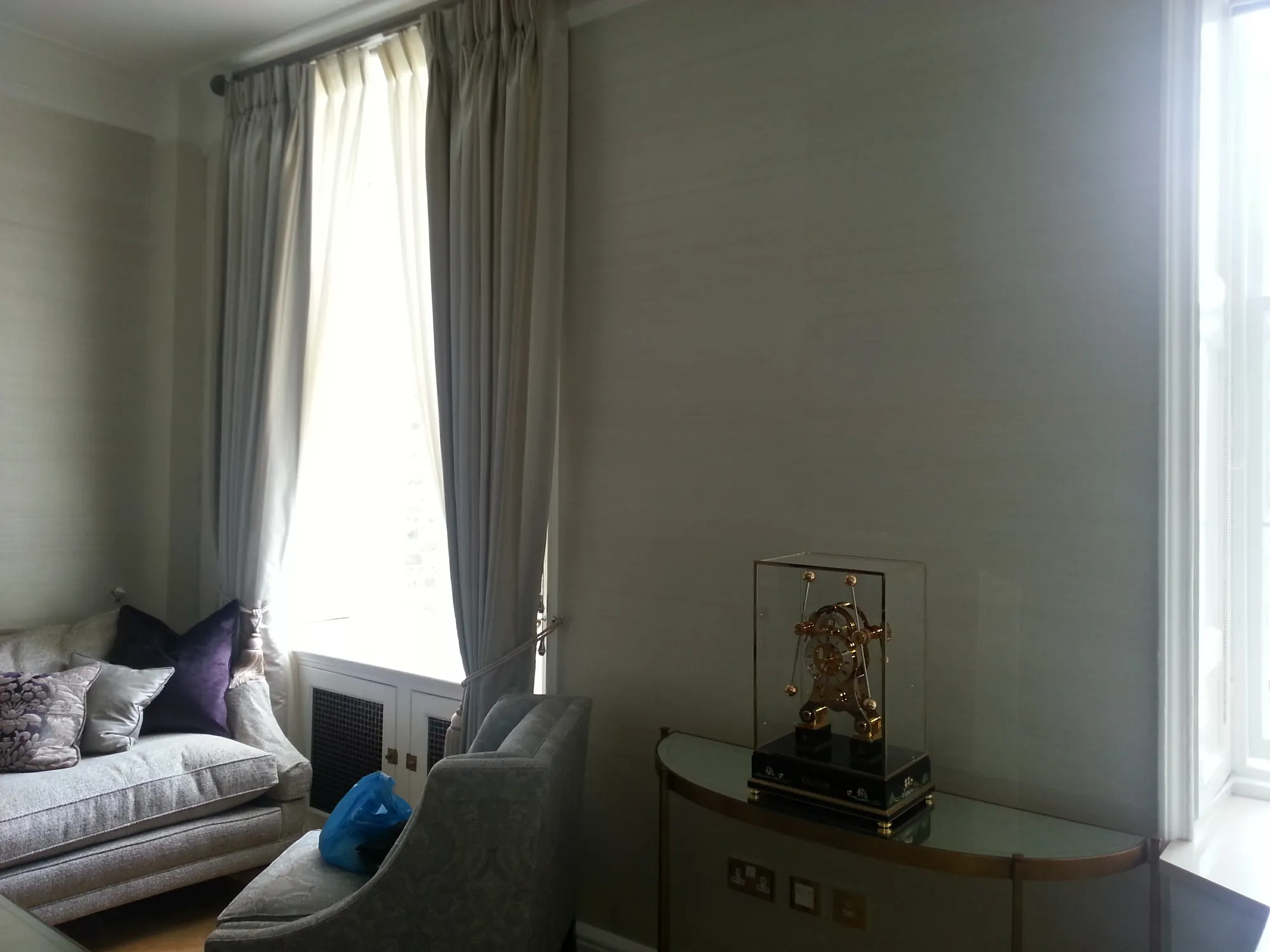 Tall sash window with new curtains