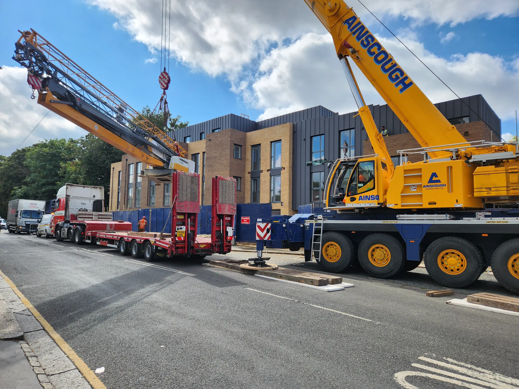 Crane lift on the finished building