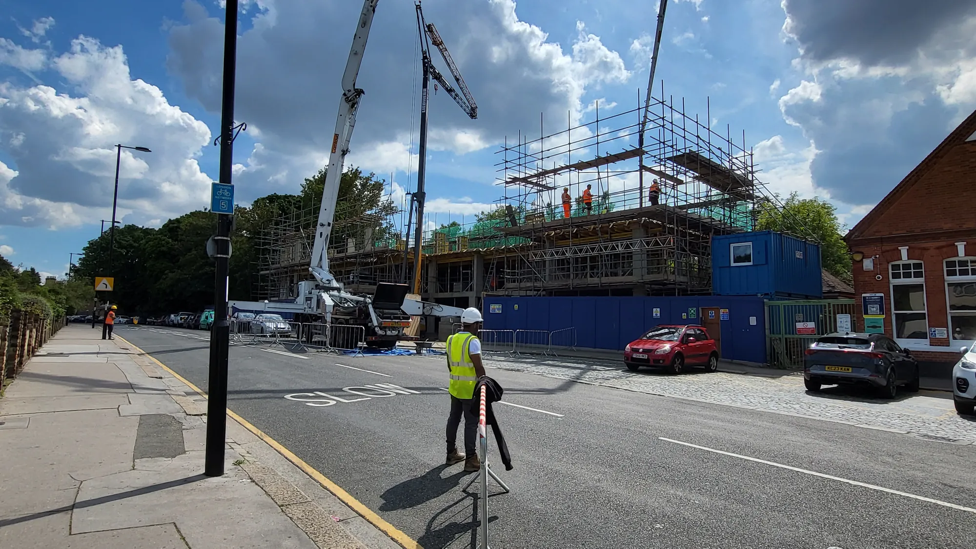 Concrete pump on site