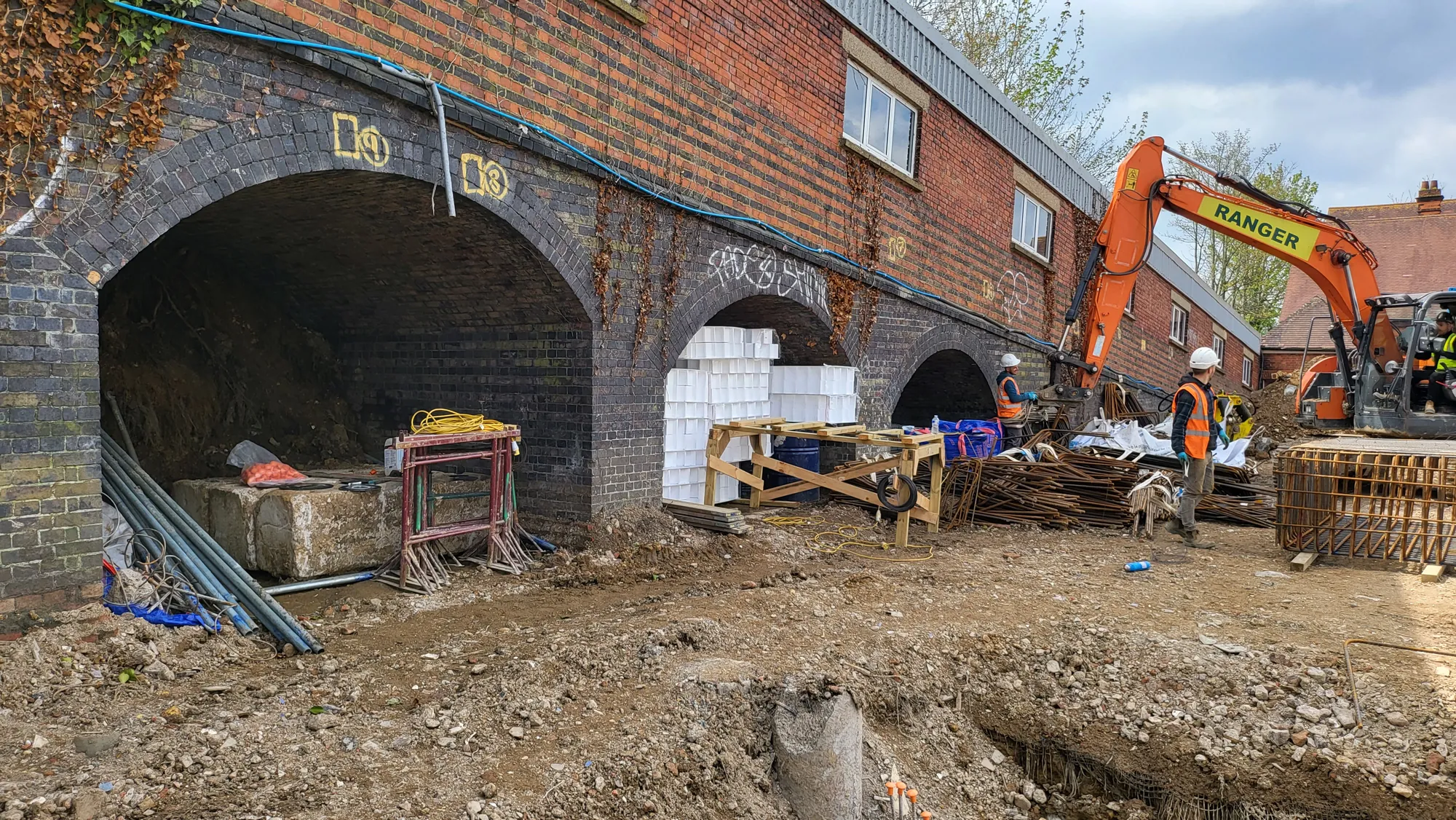 Excavating along the arches