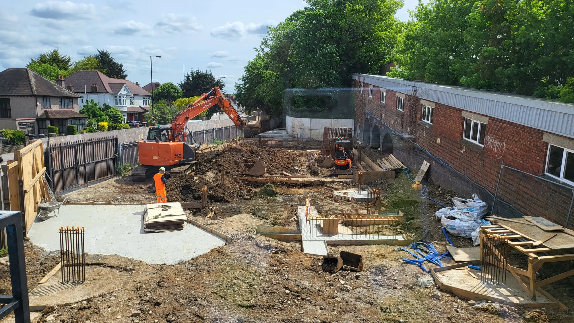 The first concrete cast as the groundworks move along the site