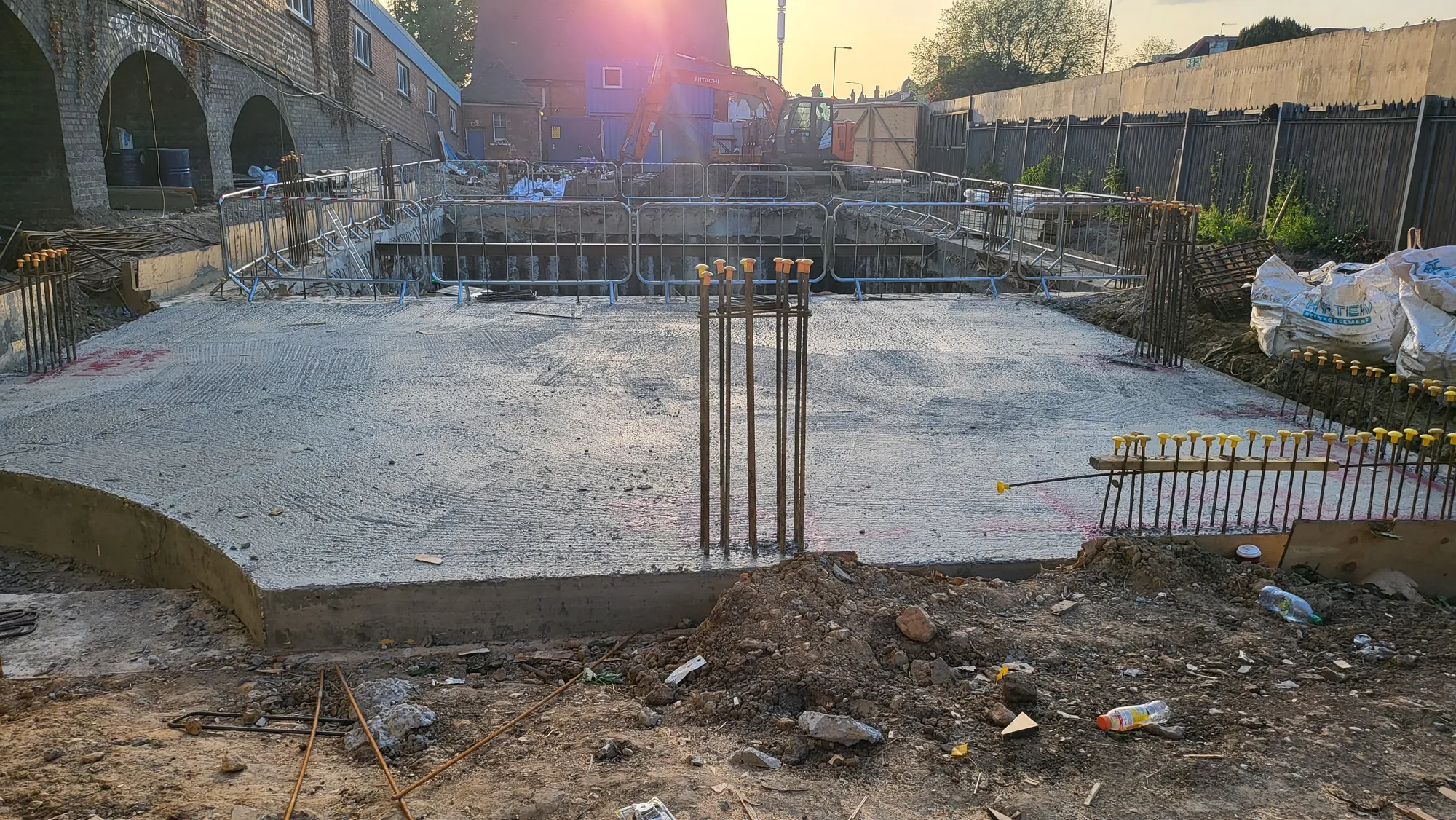 Slab cast, with starter bars ready for the columns