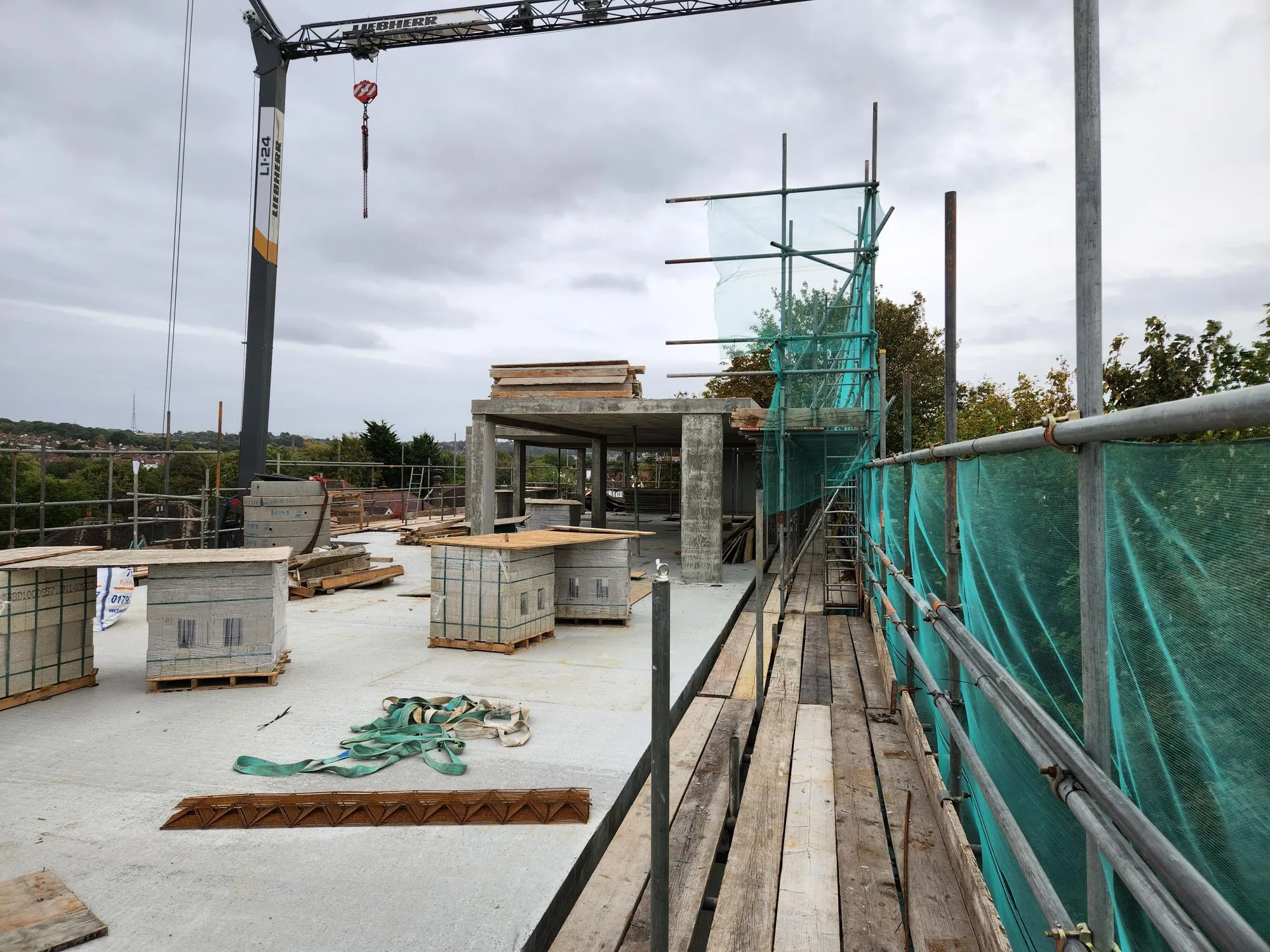 On the top slab, with the tower crane overhead