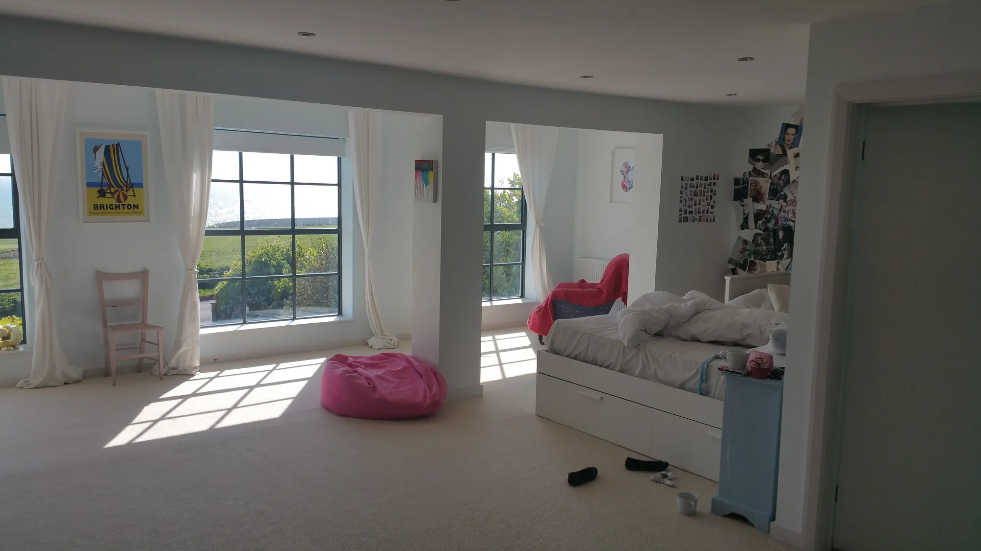 Bedroom with sea views