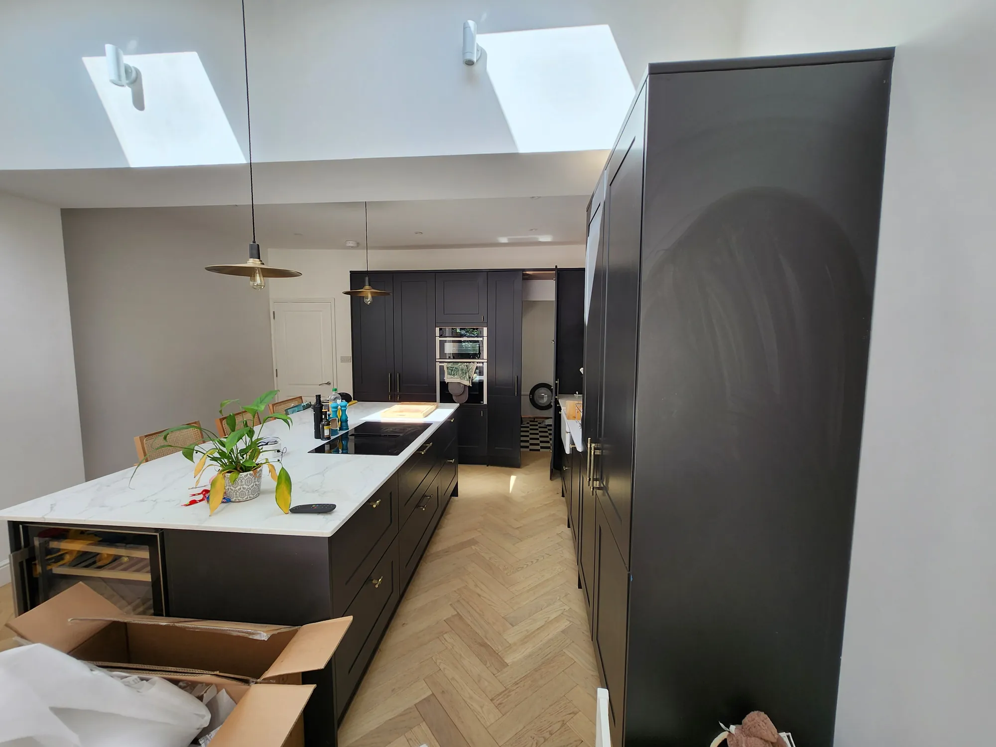 Kitchen under the new roof lights