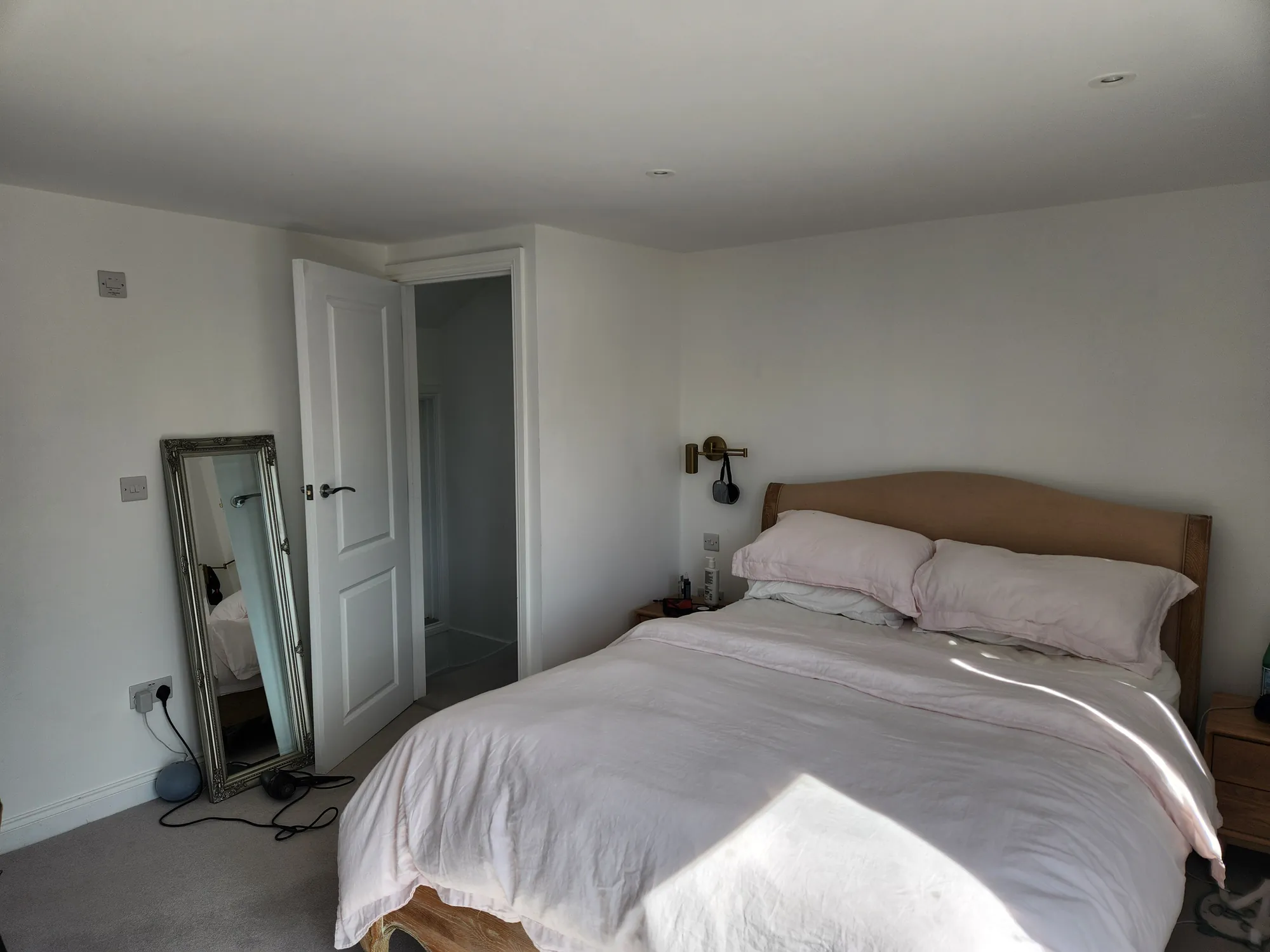 A finished bedroom upstairs