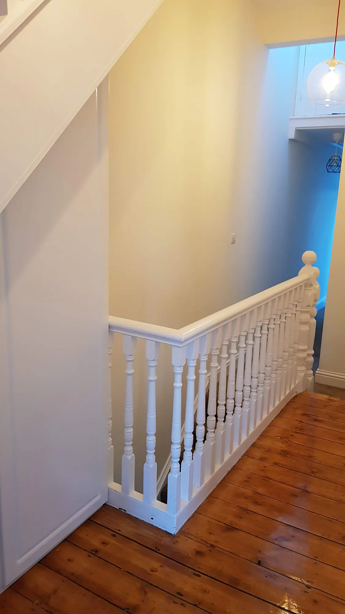 The landing with its restored balustrade